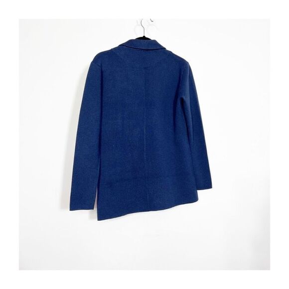 J. Crew Classic Knit Sweater Blazer In Navy Blue Wool Blend BB682 Womens XS - Picture 4 of 8